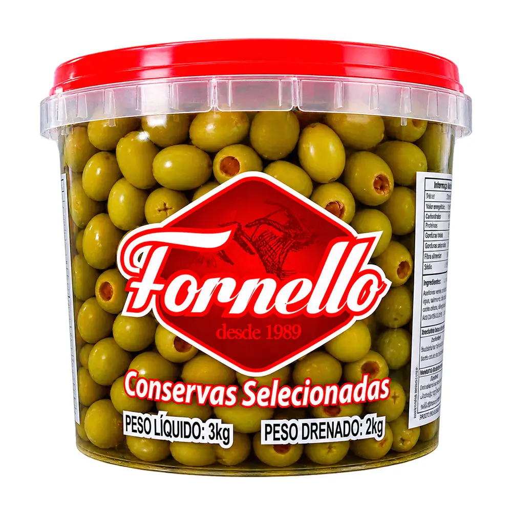 Azeitona verde recheada balde 2 kg - caixa com 4 unidades