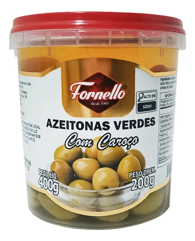 Azeitona Verde Média Balde 200g Fornello